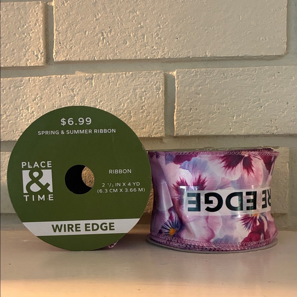Wired Floral Pink Ribbon - Set of 2 Rolls